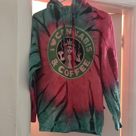 Sweaters - Tie-Dye Cannabis & Coffee Hoodie